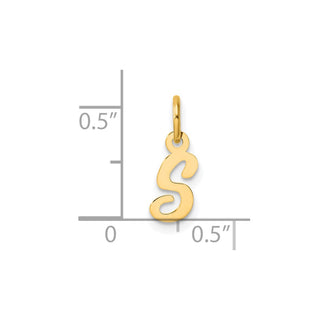 14K Yellow Gold Small Script Letter S Initial Charm
