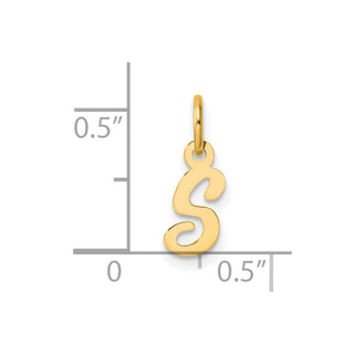 14K Yellow Gold Small Script Letter S Initial Charm