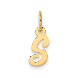 14K Yellow Gold Small Script Letter S Initial Charm