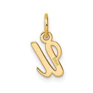 14K Yellow Gold Small Script Letter U Initial Charm