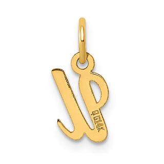 14K Yellow Gold Small Script Letter U Initial Charm