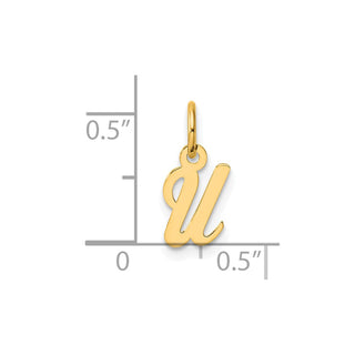 14K Yellow Gold Small Script Letter U Initial Charm