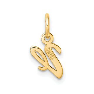 14K Yellow Gold Small Script Letter V Initial Charm