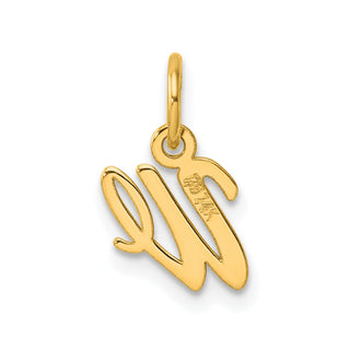 14K Yellow Gold Small Script Letter W Initial Charm