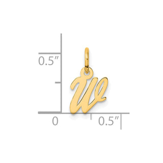14K Yellow Gold Small Script Letter W Initial Charm