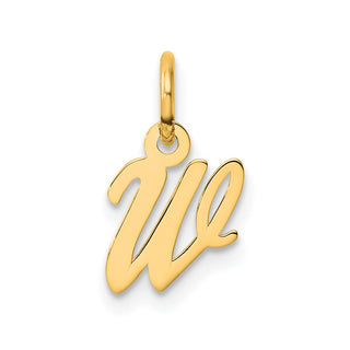 14K Yellow Gold Small Script Letter W Initial Charm