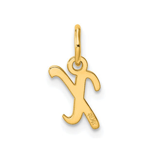 14K Yellow Gold Small Script Letter X Initial Charm