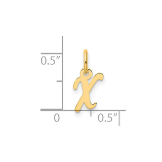 14K Yellow Gold Small Script Letter X Initial Charm