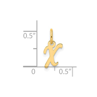 14K Yellow Gold Small Script Letter X Initial Charm
