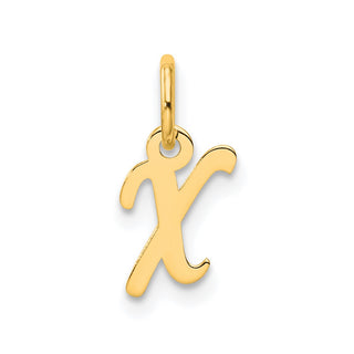 14K Yellow Gold Small Script Letter X Initial Charm