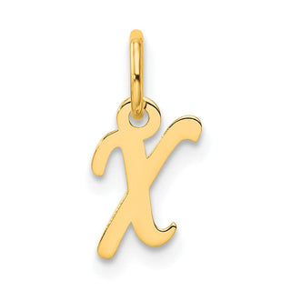14K Yellow Gold Small Script Letter X Initial Charm