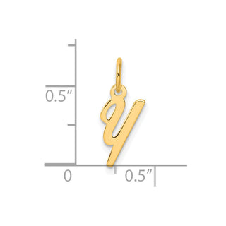 14K Yellow Gold Small Script Letter Y Initial Charm
