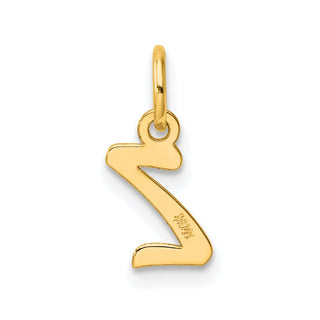 14K Yellow Gold Small Script Letter Z Initial Charm