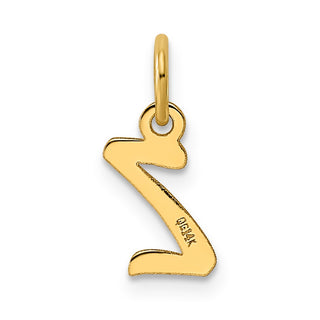 14K Yellow Gold Small Script Letter Z Initial Charm