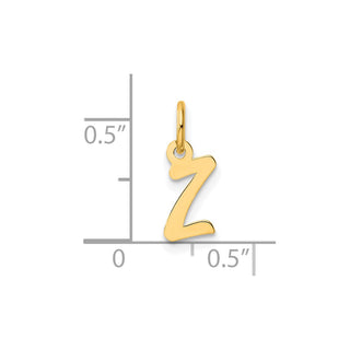 14K Yellow Gold Small Script Letter Z Initial Charm
