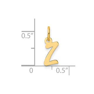 14K Yellow Gold Small Script Letter Z Initial Charm