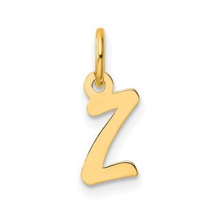14K Yellow Gold Small Script Letter Z Initial Charm