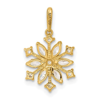 14K Yellow Gold Polished CZ Snowflake Pendant