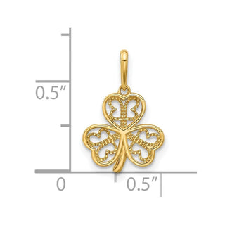 14K Yellow Gold Polished Three Leaf Clover Pendant