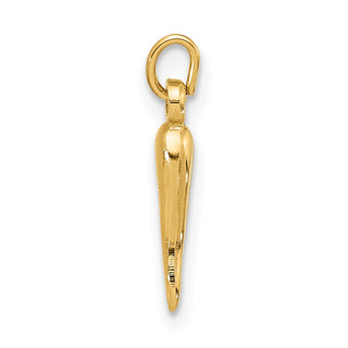 14K Yellow Gold Polished Hollow Italian Horn Pendant YC1579