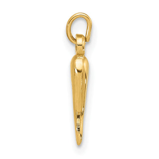 14K Yellow Gold Polished Hollow Italian Horn Pendant YC1579