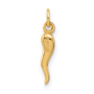 14K Yellow Gold Polished Hollow Italian Horn Pendant YC1579