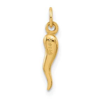 14K Yellow Gold Polished Hollow Italian Horn Pendant YC1579