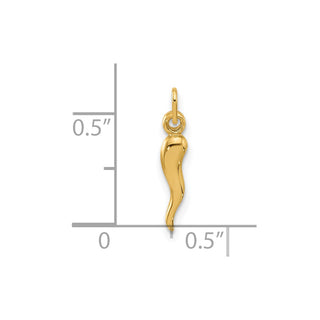 14K Yellow Gold Polished Hollow Italian Horn Pendant YC1579
