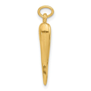 14K Yellow Gold Polished Hollow Italian Horn Pendant YC1580