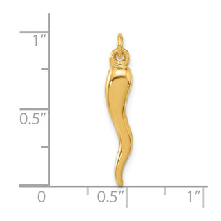 14K Yellow Gold Polished Hollow Italian Horn Pendant YC1580