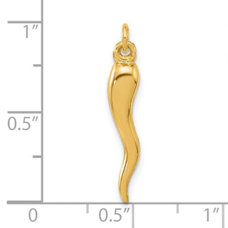 14K Yellow Gold Polished Hollow Italian Horn Pendant YC1580