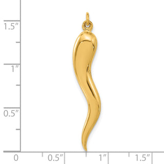 14k Yellow Gold  Polished Hollow Italian Horn Pendant