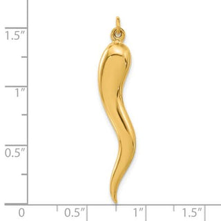 14k Yellow Gold  Polished Hollow Italian Horn Pendant