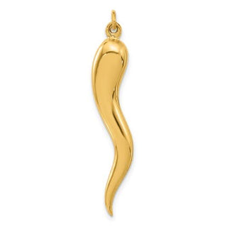 14k Yellow Gold  Polished Hollow Italian Horn Pendant