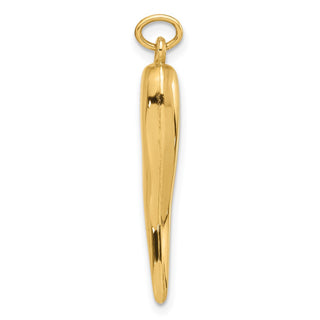 14K Yellow Gold Polished Hollow Italian Horn Pendant YC1582