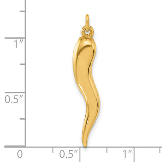14K Yellow Gold Polished Hollow Italian Horn Pendant YC1582