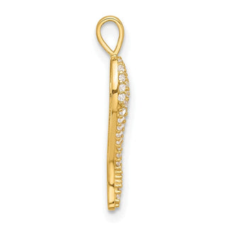 14K Yellow Gold Polished CZ Small Italian Horn Pendant