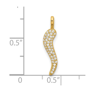 14K Yellow Gold Polished CZ Small Italian Horn Pendant