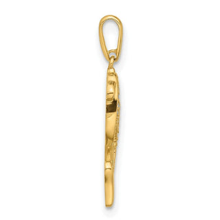 14K Yellow Gold Polished CZ Two Dolphins Pendant