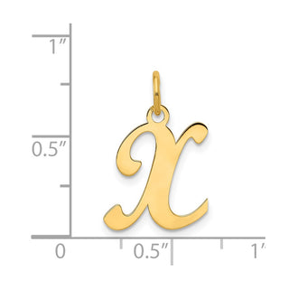 14k Yellow Gold Initial X Charm