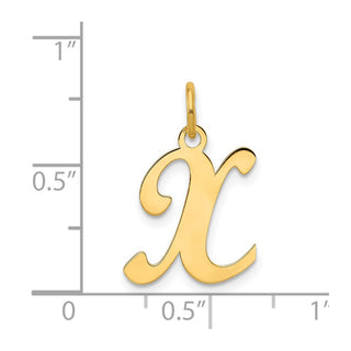 14k Yellow Gold Initial X Charm