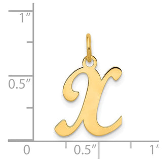 14k Yellow Gold Initial X Charm