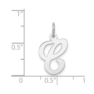 14K White Gold Initial C Charm