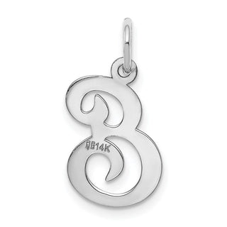 14K White Gold Initial E Charm