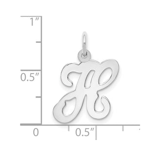 14K White Gold Initial H Charm