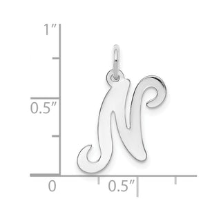 14K White Gold Initial N Charm