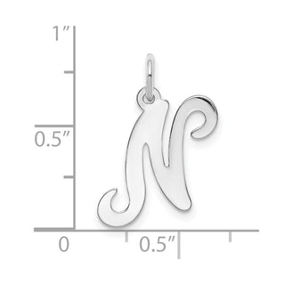 14K White Gold Initial N Charm