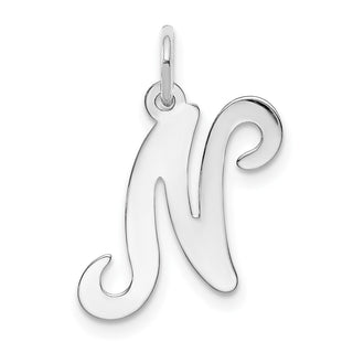 14K White Gold Initial N Charm