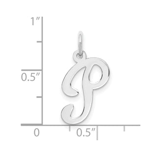 14K White Gold Initial P Charm