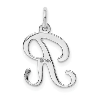 14k White Gold Initial R Charm